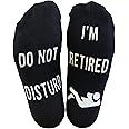 'Do Not Disturb, I'm Retired' Funny Full Length Lounge Socks - Great Gift For Retirees/Colleagues/Office Leavers Black