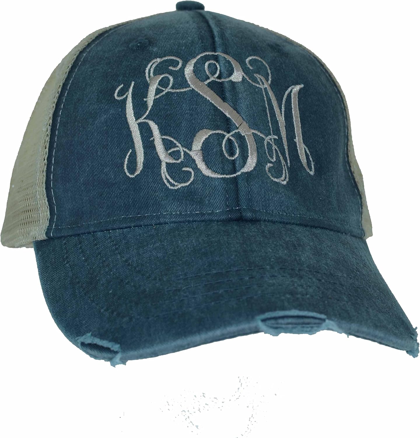 distressed monogram hat