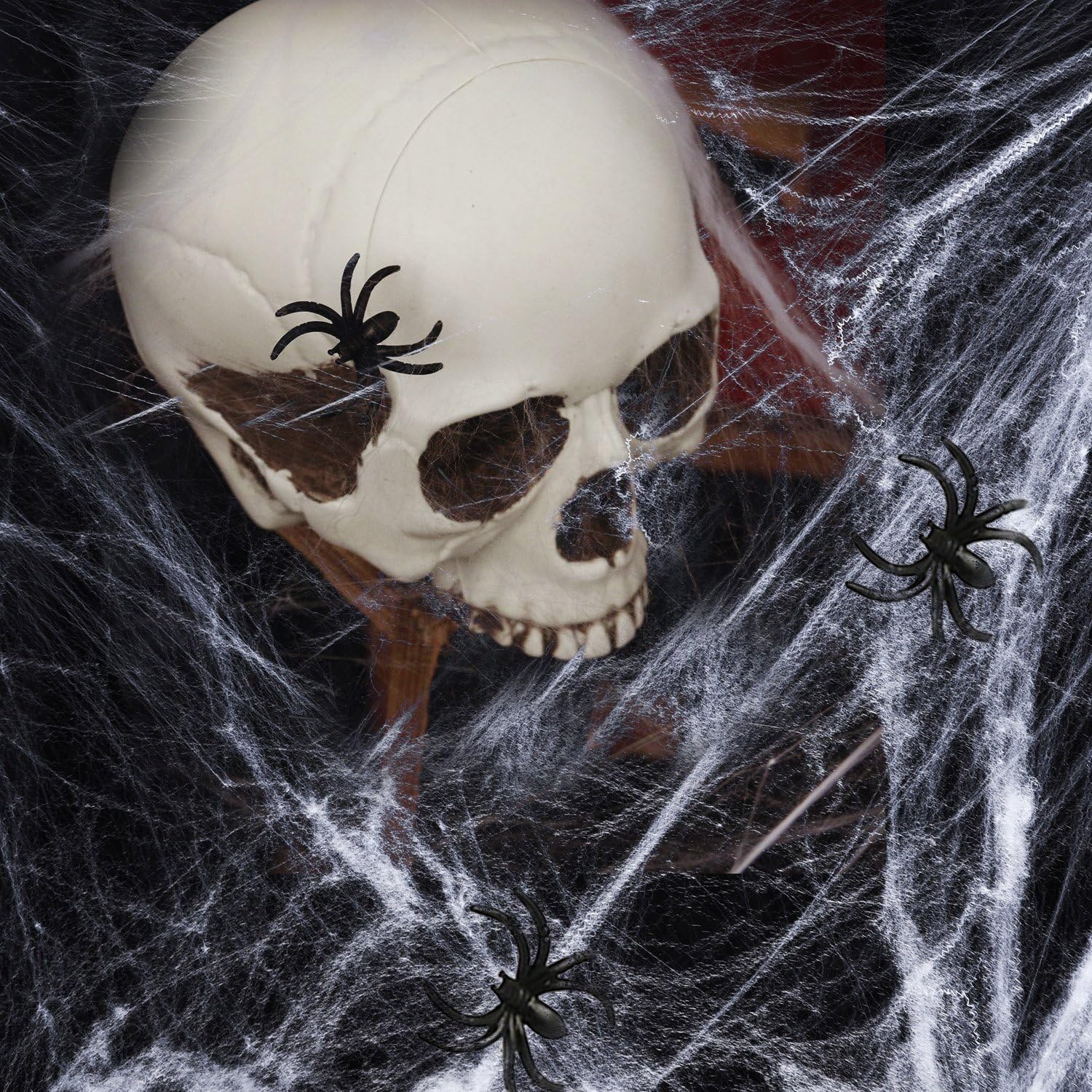 AOSTAR Halloween Stretch Spider Webs Indoor & Outdoor Spooky Spider Webbing with 50 Fake Spiders for Halloween Decorations: Toys & Games