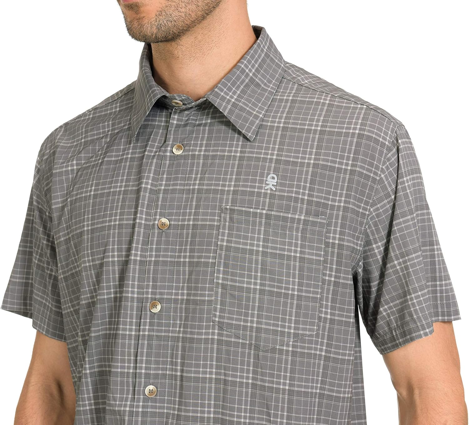 Little Donkey Andy Men’s Quick-Dry UV Protection Short Sleeve Shirt, Lightweight Plaid Shirt for Hiking Travel Fishing Shirts : Clothing