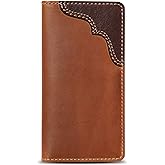 House of Jack Co. Buck Long Bifold Wallet for Men and Outdoorsmen, Full Grain Cowhide Leather Rodeo Wallet, Tan
