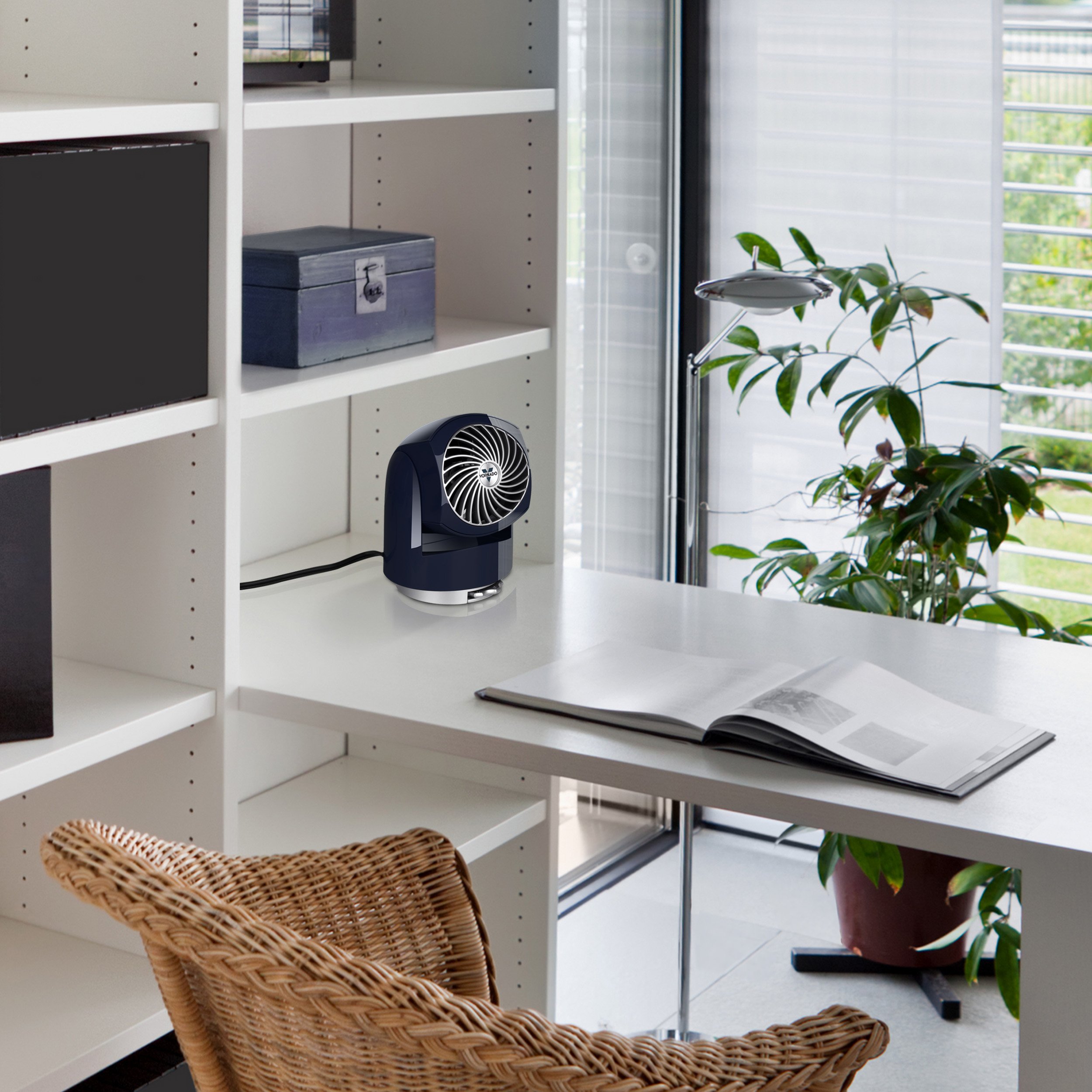 Vornado Flippi V6 Compact Air Circulator Fan, Quiet Portable Travel Fan for Desk or Bedroom, Adjustable Head, 2 Speeds, Midnight