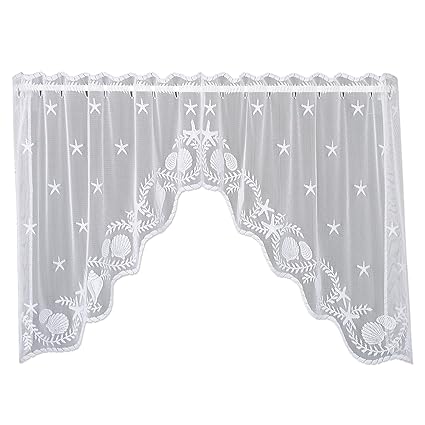 Heritage Lace 6400WS-36PR White 72X36 Tidepool Swag Pair