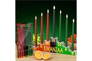 Kenburg Kwanzaa Kinara Set Kwanzaa Candle Holder with Dripless Taper Candles Set 3 Red 3 Green 1 Black Double Sided Wooden Kwanzaa Celebration Decorations Kwanzaa Candle Holders for Table -Trapezoid