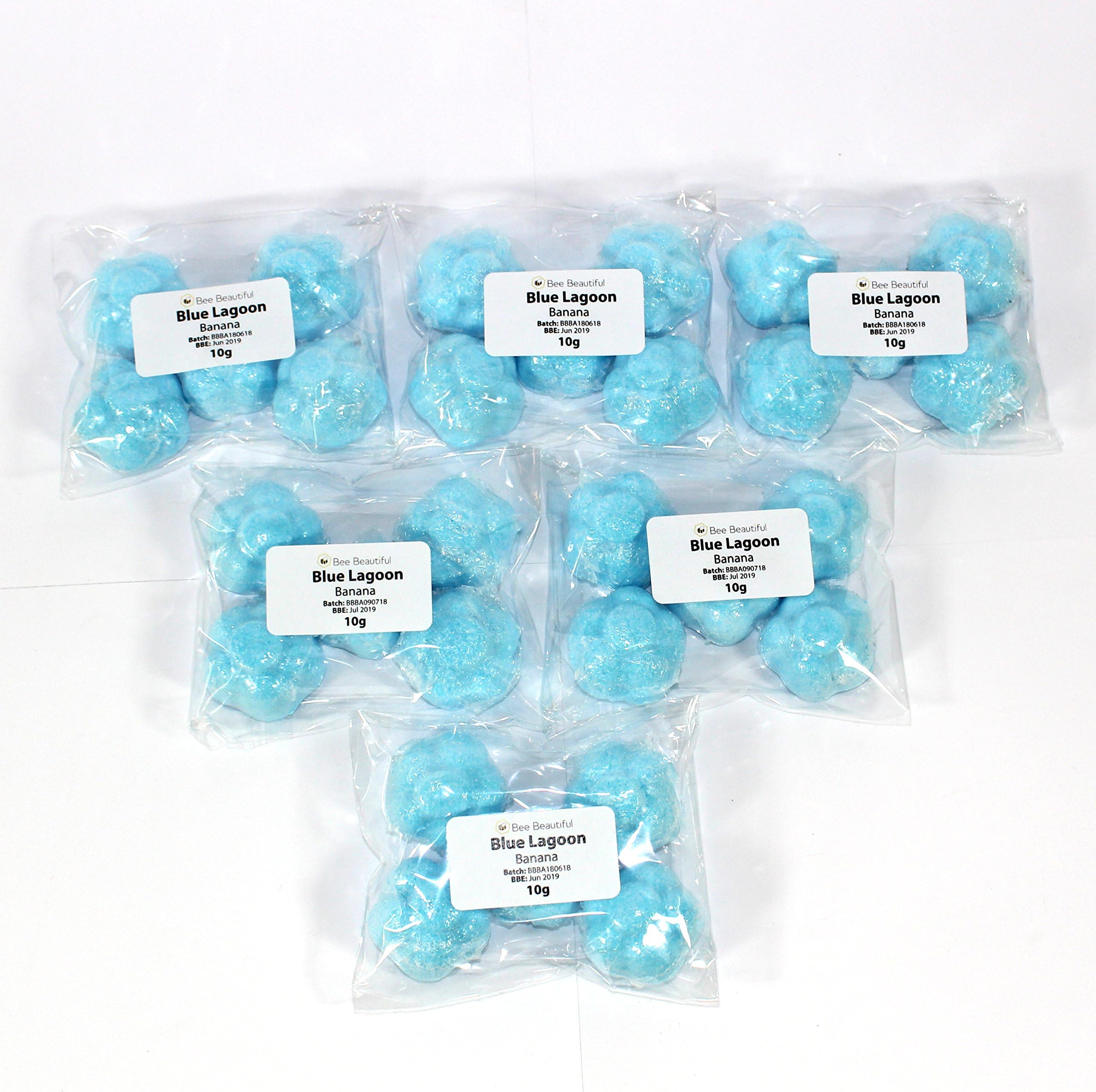 Bee Beautiful 30 X 10g Handmade Mini Flower Bath Bombs (Blue Lagoon - Banana)