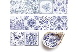 NatNarr 30 Pack Decoupage Napkins, 10 Styles Blue and White Floral Paper Napkins Chinoiserie Decorative Decoupage Napkin Printed Cocktail Paper for DIY Crafting Birthday Party Baby Shower