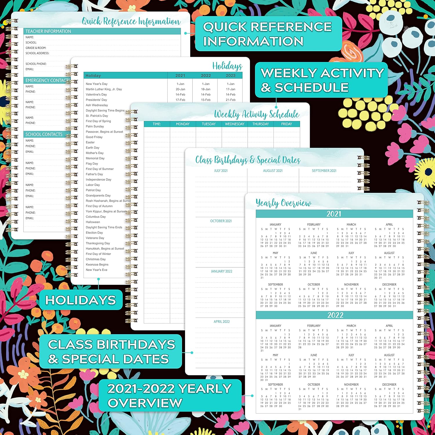 Teacher Planner 2021-2022 - Academic Planner from July 2021 - June 2022, 8'' x 10'', Lesson Plan Book, Weekly & Monthly Lesson Planner with Quotes: Office Products