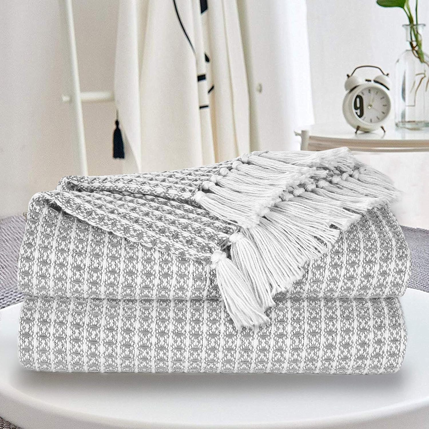 GLAMBURG 100 Cotton Throw Blanket for Couch Sofa Bed Beach