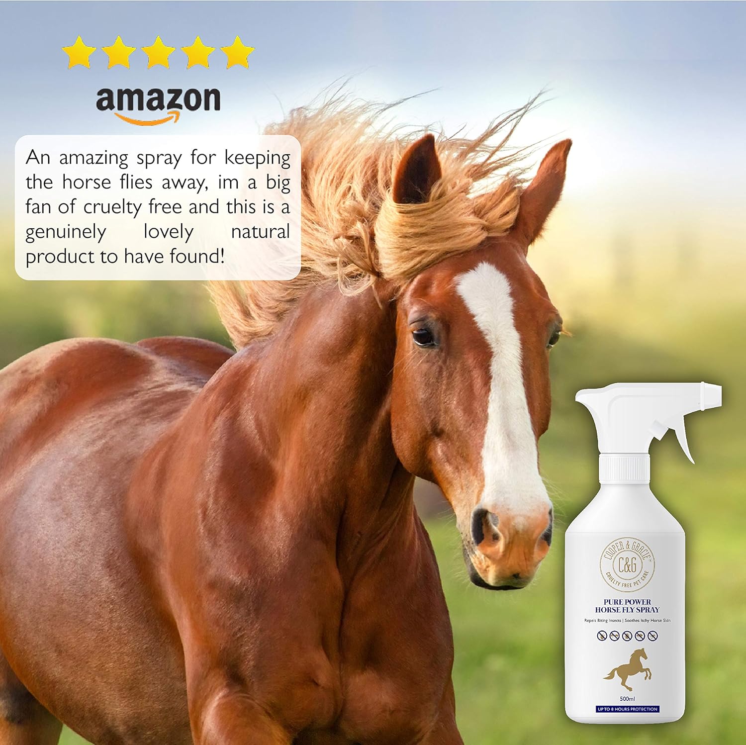 Pure Power Horse Fly Spray 500ml - 8-Hour Sweat-Resistant Citronella Spray by Cooper and Gracie, White, 500 ml (Pack of 1) - Image 5