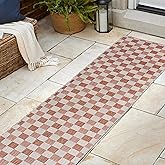 JONATHAN Y Cottage Checkerboard Indoor Outdoor Runner Rug 2X8 Salmon/Cream, Aimee Traditional for Backyard, Patio, Porch, Eas
