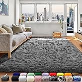 ONASAR Grey Area Rugs for Bedroom Living Room, Fluffy Fuzzy Shag Shaggy 4x6 Bedside Rug, Gray Soft Plush Indoor Floor Carpet 