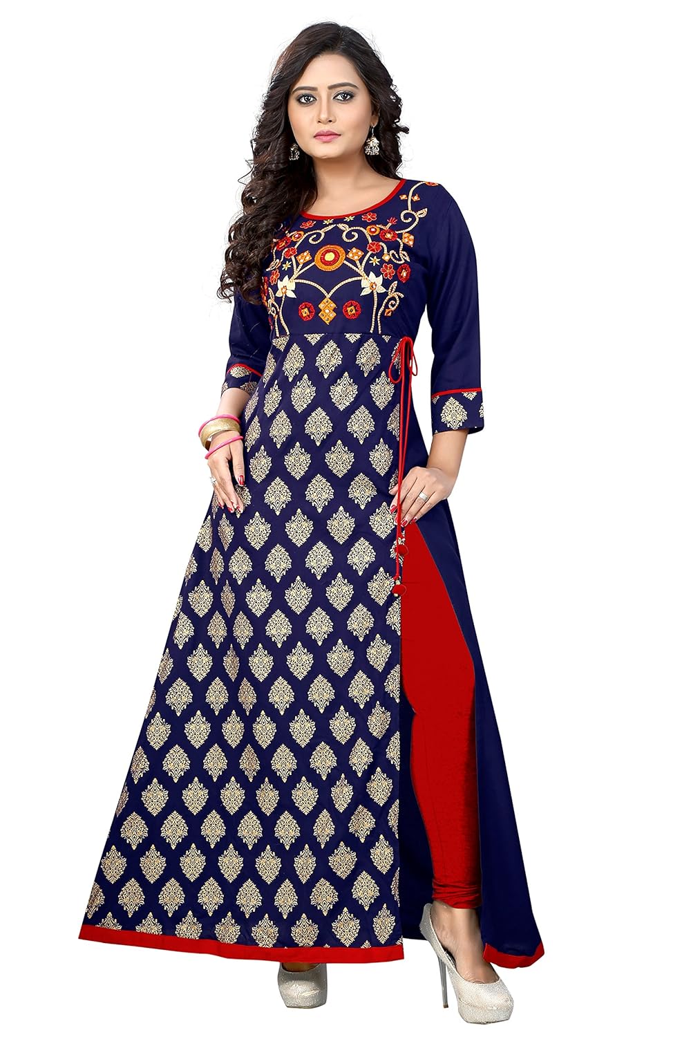 vaikunth fabrics women's rayon embroidered kurtis (vf-ku-96)