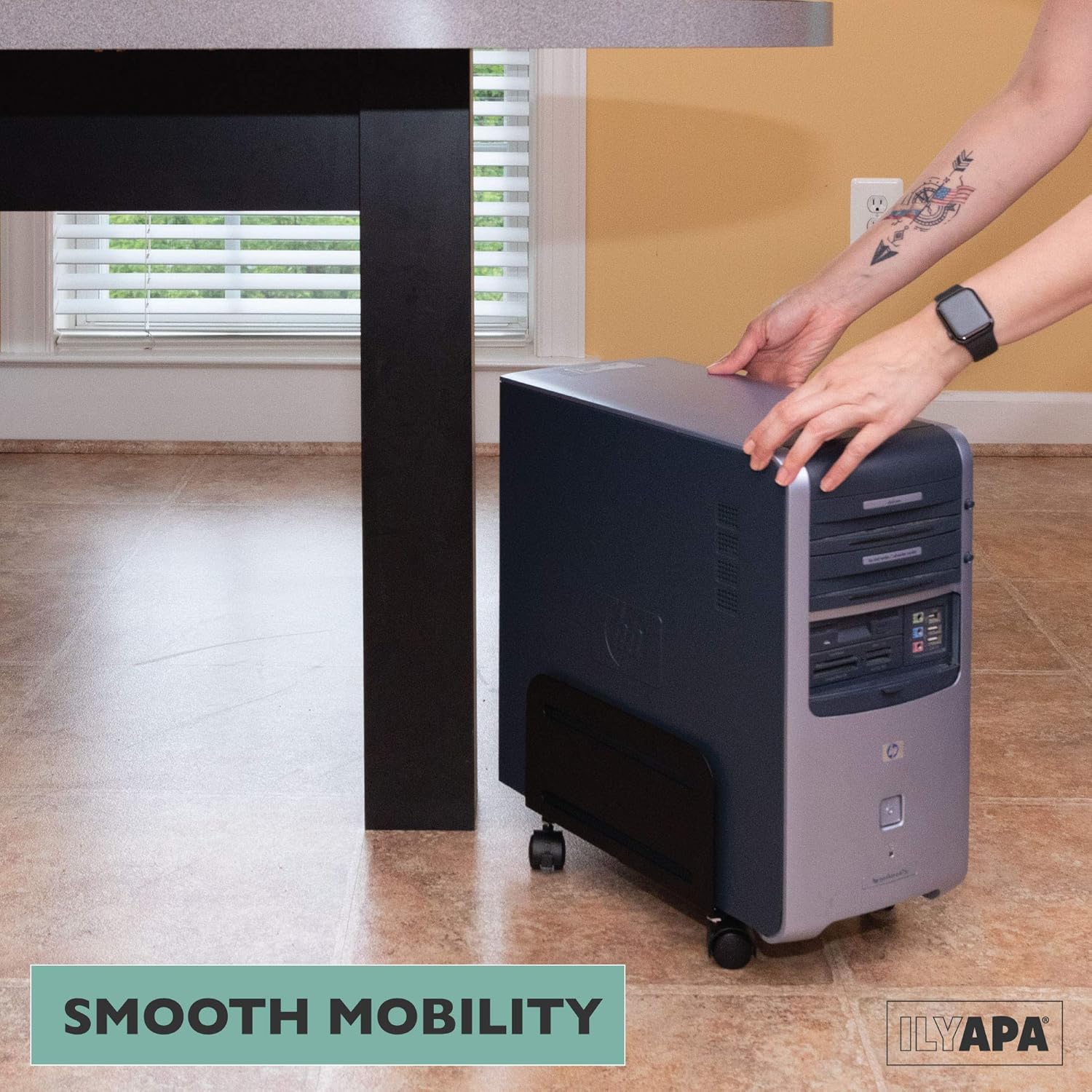 PC Computer Tower Stand with Wheels - Mobile CPU Holder Cart for Desktop : Office Products