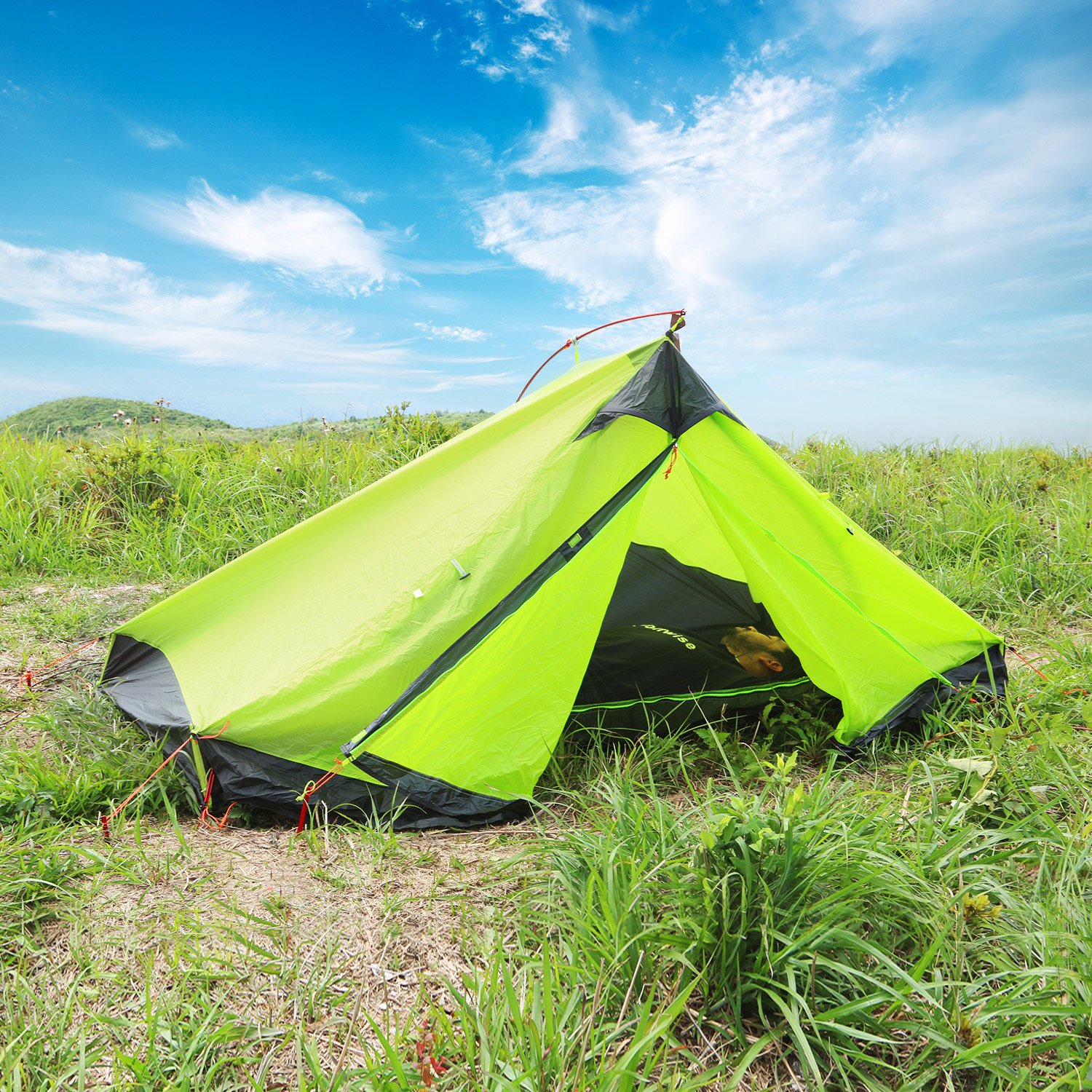 WolfWise Tienda de Campaña Para Personas Marco de aluminio Impermeable Ligera Verde