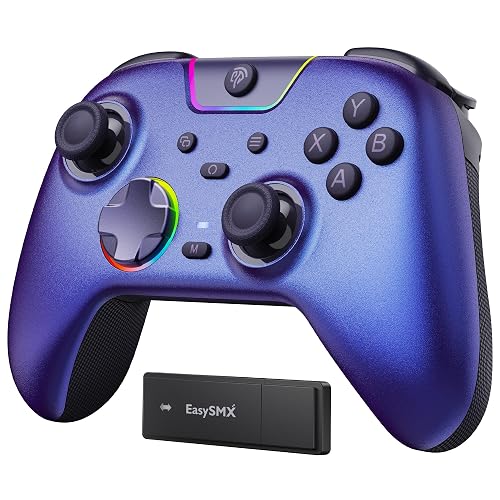 EasySMX X05 Pro Wireless PC Controller, Upgraded Dual-Stage Triggers, Hall Joysticks, 1000Hz Polling, 2 Programmable Buttons, 1000mAh, Multi-Platform Controller for PC/Switch/Android/iOS, Purple