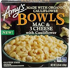 Amy's Frozen Meal, Gluten Free, Mac and Cheese Bowl, Made with Organic Cauliflower and Rice Pasta, 8.25 oz.