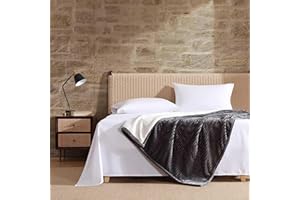 Eddie Bauer - Heated Blanket, Ultra-Soft Rib Plush Throw Blanket with Solid Sherpa Reverse, Knitted Throw Blanket with 4 Heat Settings & Auto Shut-Off (Mountain Valley Grey, 50" x 70")