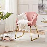 Yaheetech Velvet Tub Chair Pink with Golden Metal Legs Modern Accent Armchair view 4
