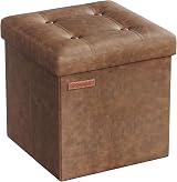 SONGMICS MAZIE Storage Ottoman 38 cm Folding Foot Rest 43 L Brown LSF030K51