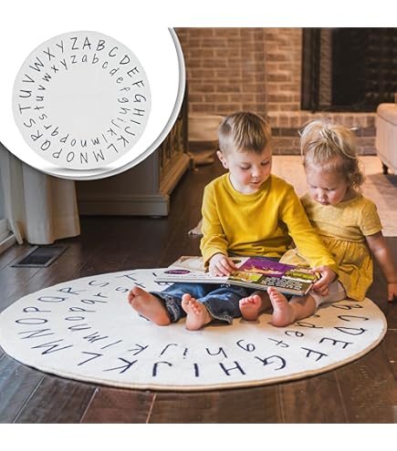 ABC Alphabet Round Rug For Kids – Soft Play Mat For Nursery, Bedroom, Or Living Room