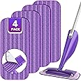 Reusable Mop Pads Compatible with Swiffer Wet Jet, Wet Jet Pads Refills for Swiffer Mop, 4 Pack Microfiber Replacement Pads for Hardwood Floor Cleaning, Dry Wet Mopping Cloths for 12" Wet Jet Refill