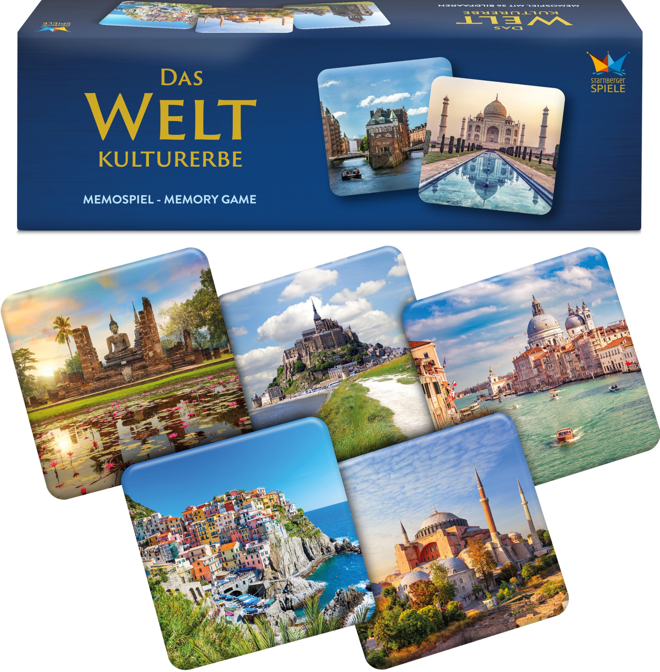 Starnberger Spiele - Weltkulturerbe Memospiel - Kartenspiel für Erwachsene und Kinder ab 6 Jahren - Geschenk für Reise- und Kulturliebhaber