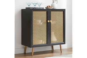 EDYO LIVING 31" Black Sideboard Buffet Cabinet with Metal Doors, Modern Free Standing Decorative Accent Cabinet, Small Sideboard for Entryway, Living Room, Kitchen, Hallway
