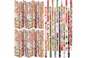 Kolewo4ever 100 Pieces Christmas Pencils Xmas Wood Pencils with Eraser Tops Snowman, Santa and Elk Pencil Assortment Christmas Stationery Pencil,12 Styles (100)