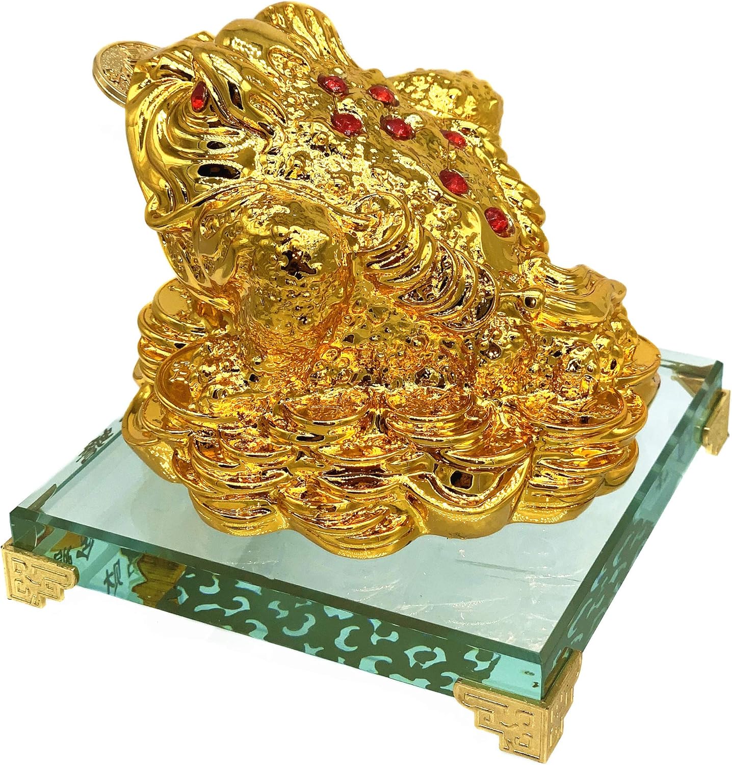 Betterdecor Feng Shui Golden Money Frog Three Legged Wealth Toad Chan Chu Statue Home Deocration for Wealth Luck-141