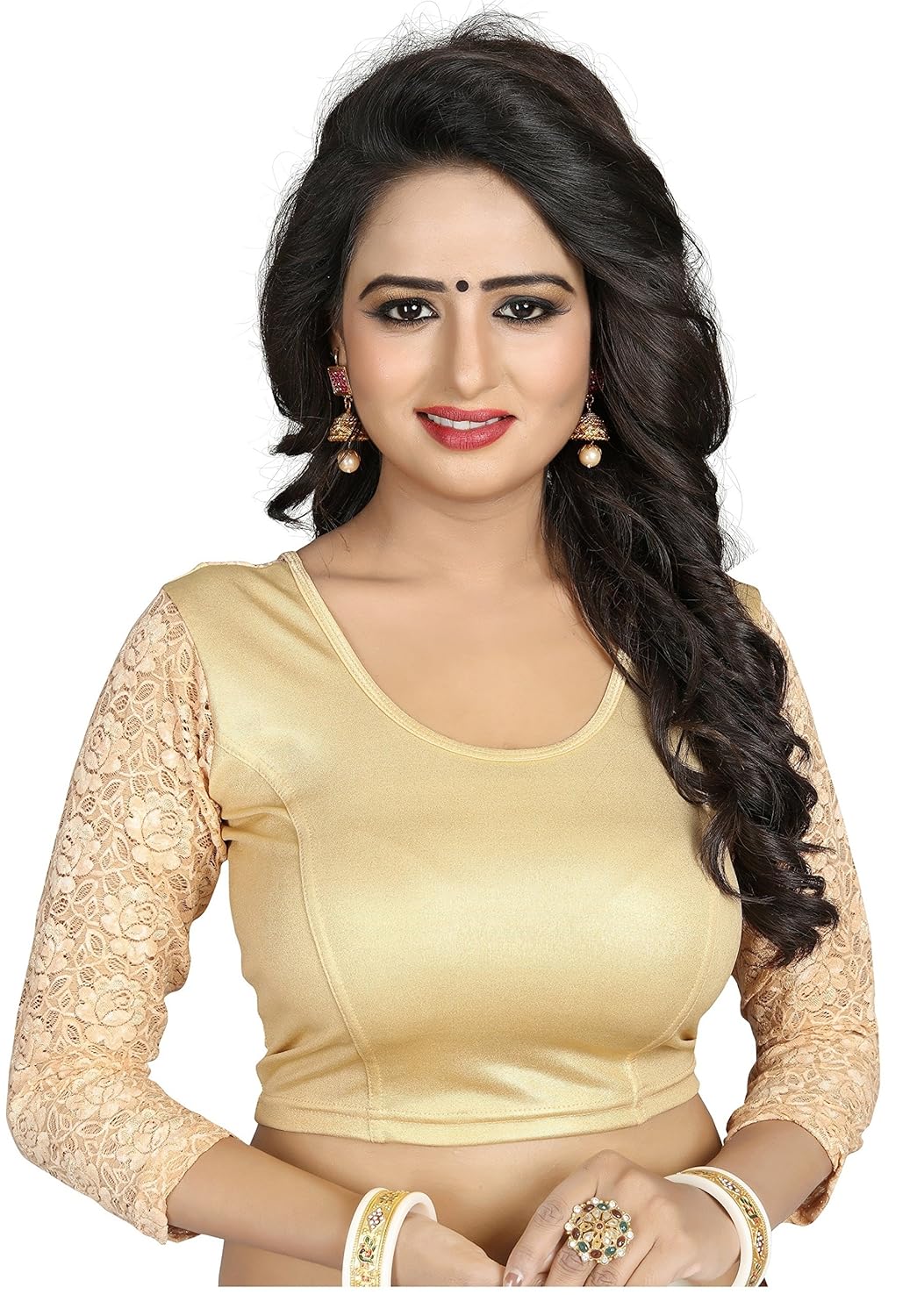 cdpl express women's pure cotton lycra blouse (cdpl-go-324_gold_free size)