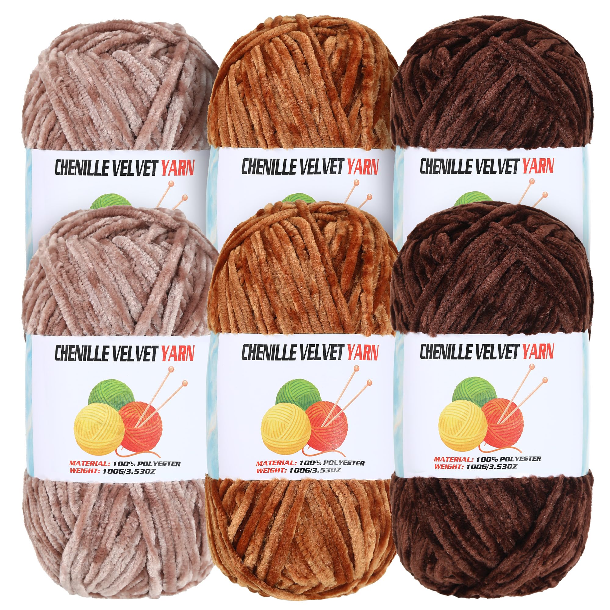 Photo 1 of 3pcs only---- 100g Velvet Chenille Chunky Yarn, Handcrafts Weaving Soft Chenille for Crocheting Clearance, Used for Making Baby Yarn Blanket, Clothes, Knitting Creations (E)