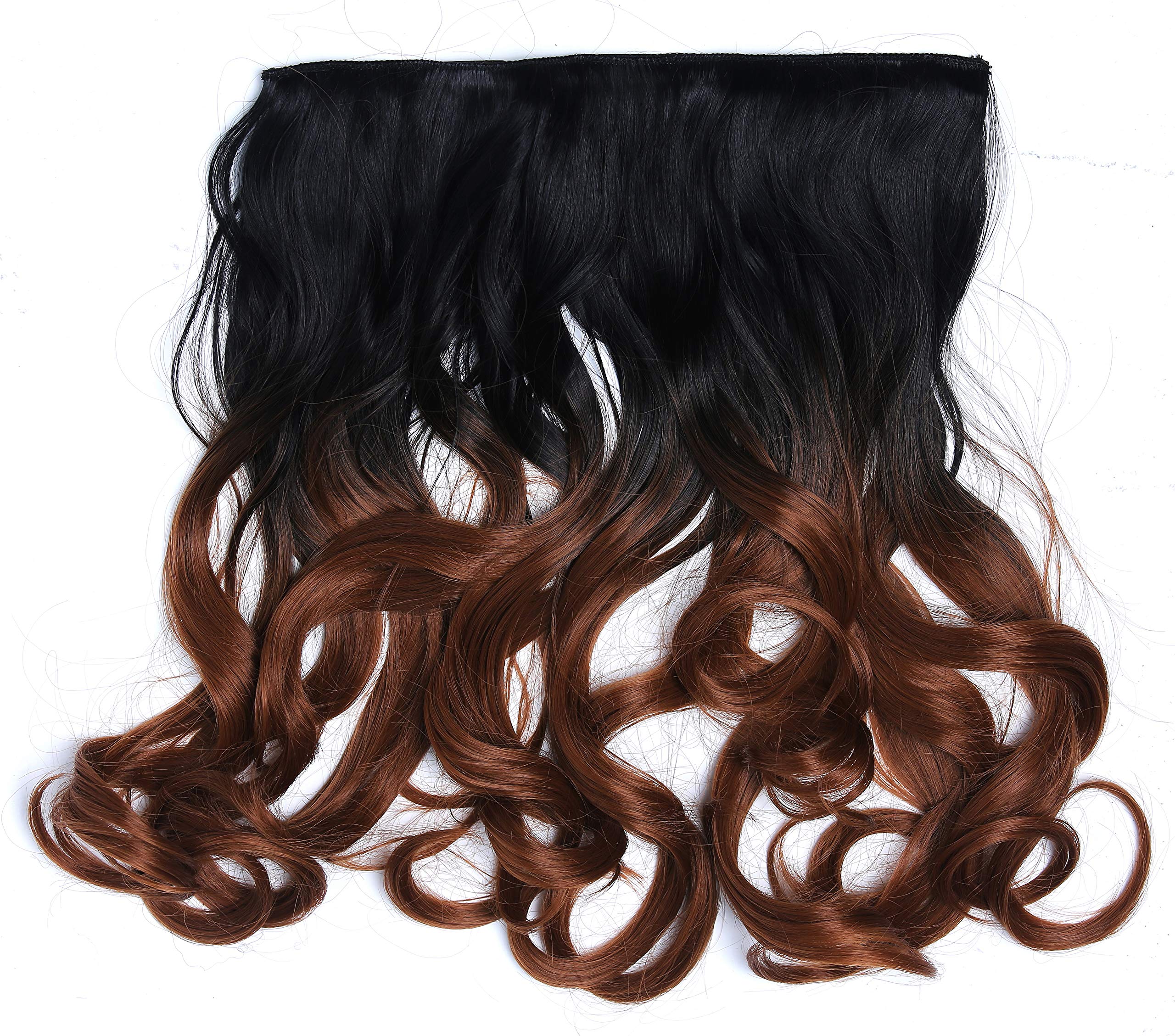 WIG ME UP - CMT-863-1BTT30 Clip-in hair extension 5 clips wide full back of the head curled wavy ombre mix of black and copper brown 15 inches