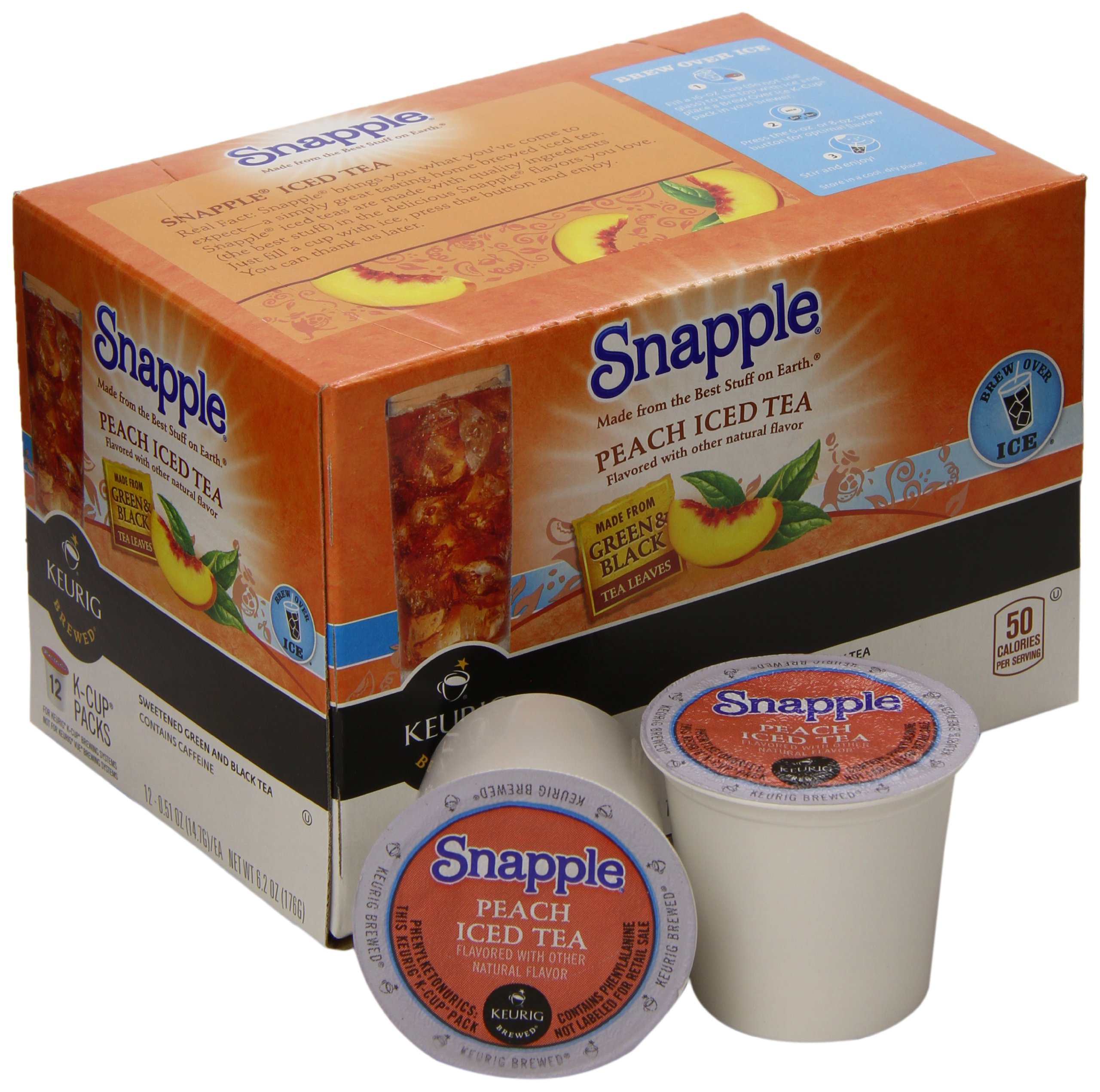 Keurig, Snapple, Peach Iced Tea, KCup Packs, 12 Count, Pack Of 6 on