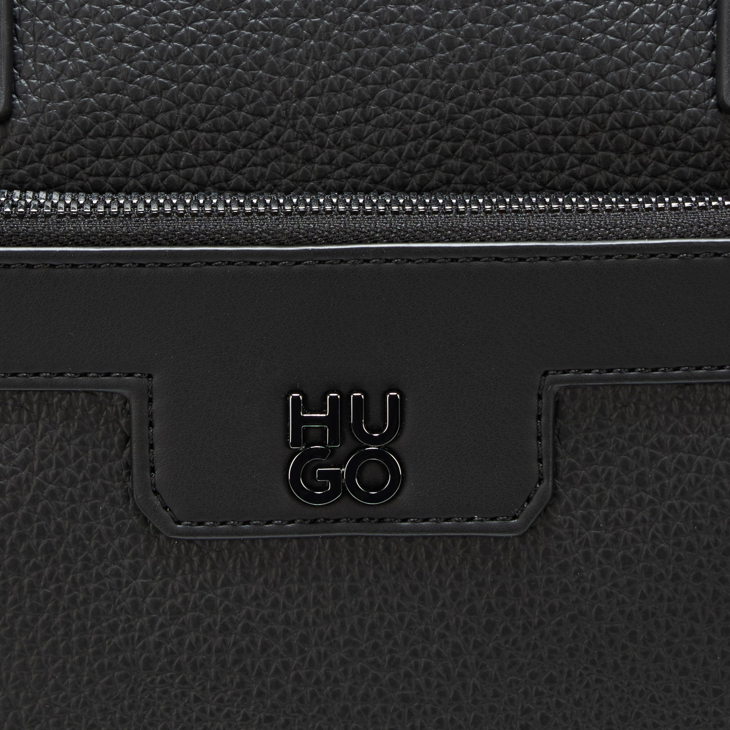 HUGO mens Stacked Logo Leather Briefcase
