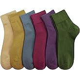 Sakusock Women's Cotton Socks, Soft Thin Breathable Moisture Wicking Ankle Crew Casual Socks 6 Pairs