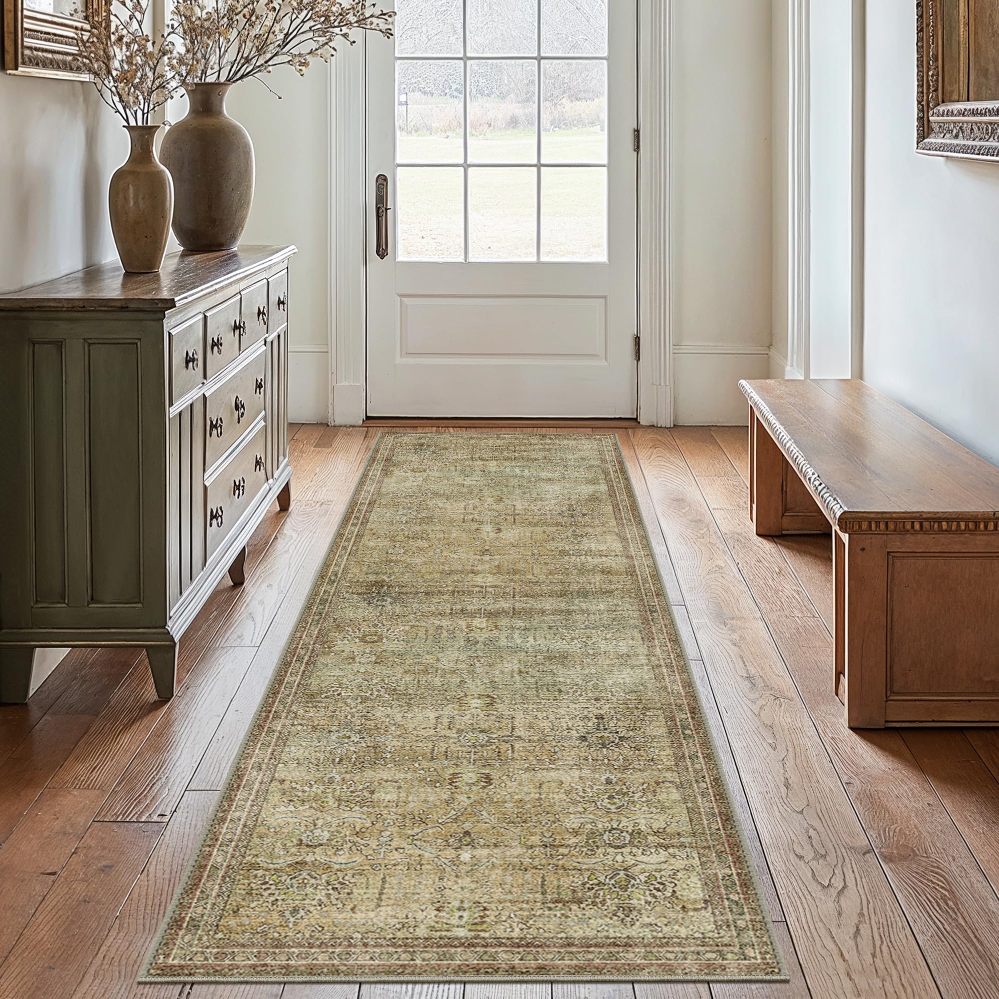 Photo 1 of GENIMO 2x7 Non Slip Hallway Runner Rug, Machine Washable, Thin & Low Pile Lightweight for Kitchen, Laundry, Entryway, Bedroom & Living Room, Taupe/Brown