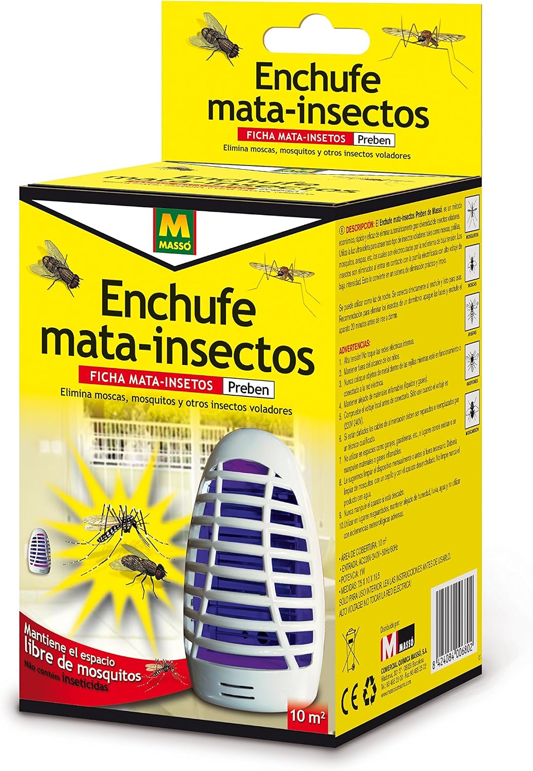 PREBEN 231409 Enchufe Mata Insectos eléctrico, Blanco, 9.6x18.7x10 ...