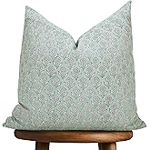Maison De Blocs Hand-Block Printed, Artisan-Made Neutral Accent Throw Pillow Covers- 100% Cotton Cushion for Sofa, Bed, Chair