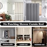 KIAMXNE Stainless Steel Extendable Shower Curtain Rod 130-193cm with 2 Holders view 2