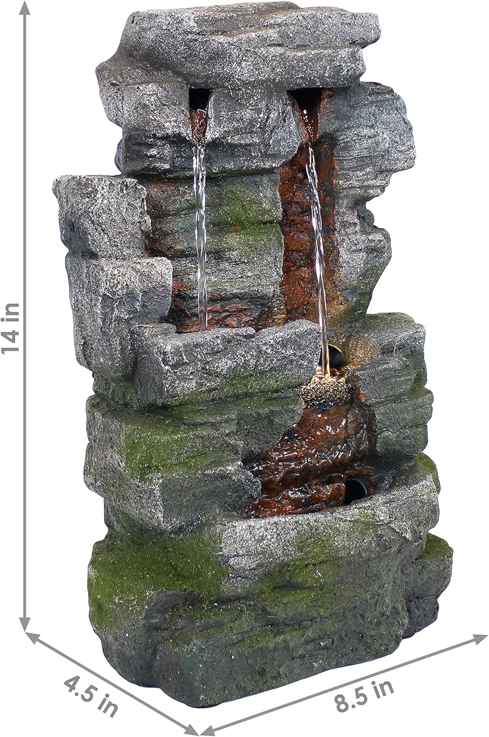 Sunnydaze 14-Inch Towering Cave Waterfall Indoor Tabletop Water Fountain with LED Light - Small Interior Water Feature for Home and Office - Mini Decorative Fountain: Kitchen & Dining