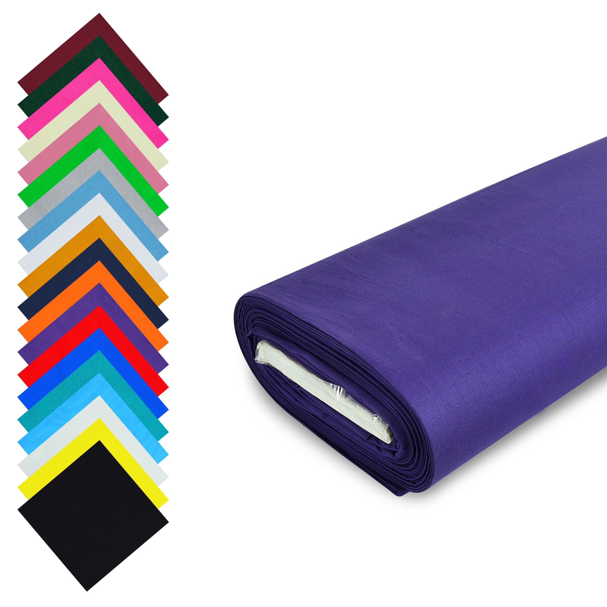 Fashion Track Purple Fabric Cotton by The Metre UK - 58 Inches / 147.5 cm Wide - 100% Cotton Fabric Plain - 60 Square - Available in 20 Colours and 5 Sizes (3 Metre, Purple)