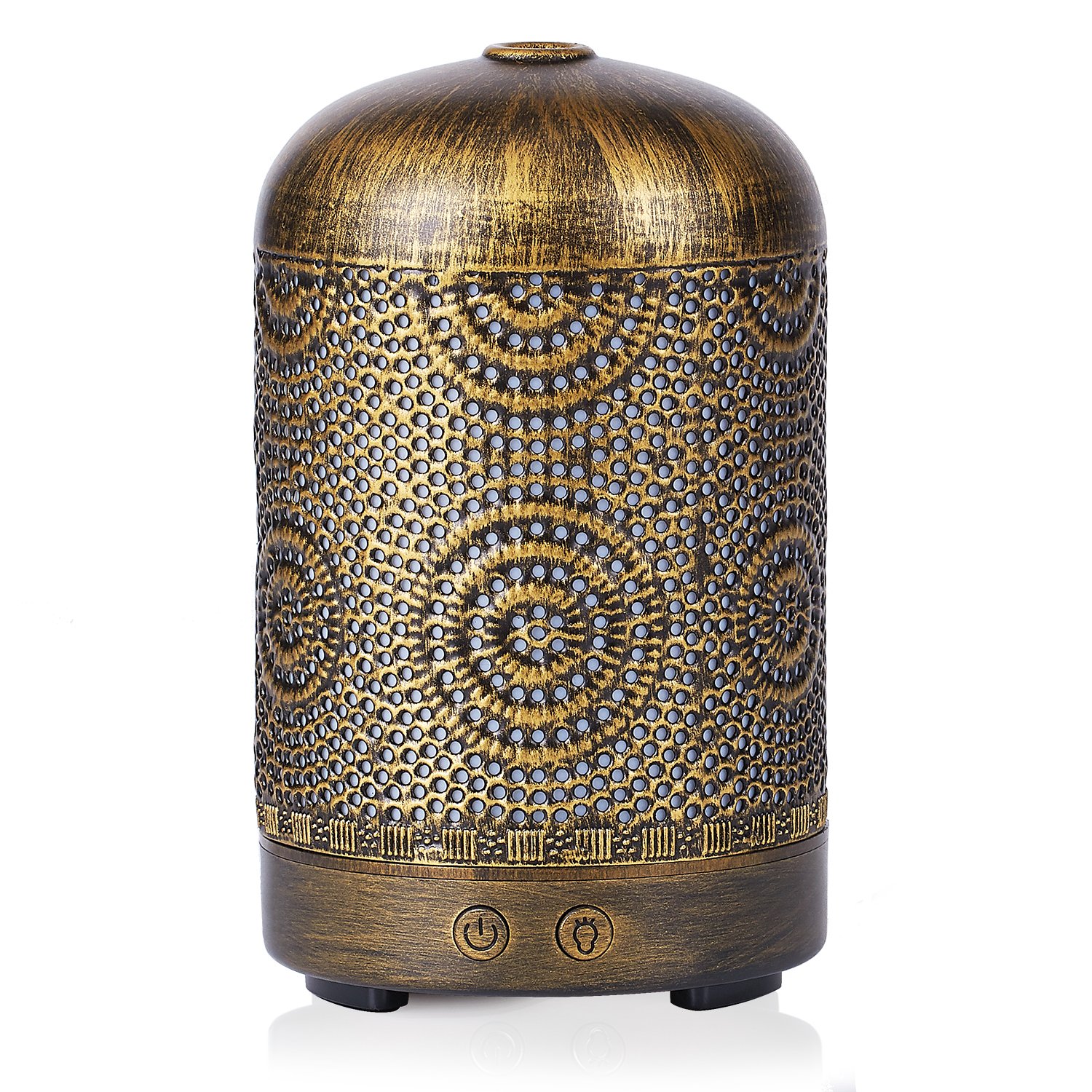 Bronze Art Aromatherapy Essential Oil Diffuser,Humidifier,Ultrasonic Quiet,Cool Mist,Adjustable Time Setting,Color Light Changing,Waterless Auto Off,for Baby,Home,Office,Yoga,Birthday,Gift,Decorative