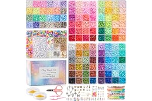 INSCRAFT 22000 Pcs Clay Beads for Bracelet Making Kit, 120 Colors Flat Round Polymer Clay Beads, Friendship Bracelet Kit Heishi Beads for DIY Jewelry Making, Crafts Gift for Girls Teen Ages 6-12