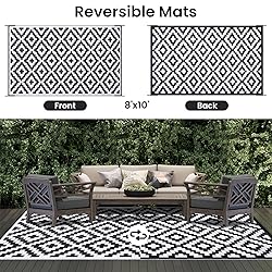Smiry Waterproof Outdoor Rug 8x10 ft, Reversible