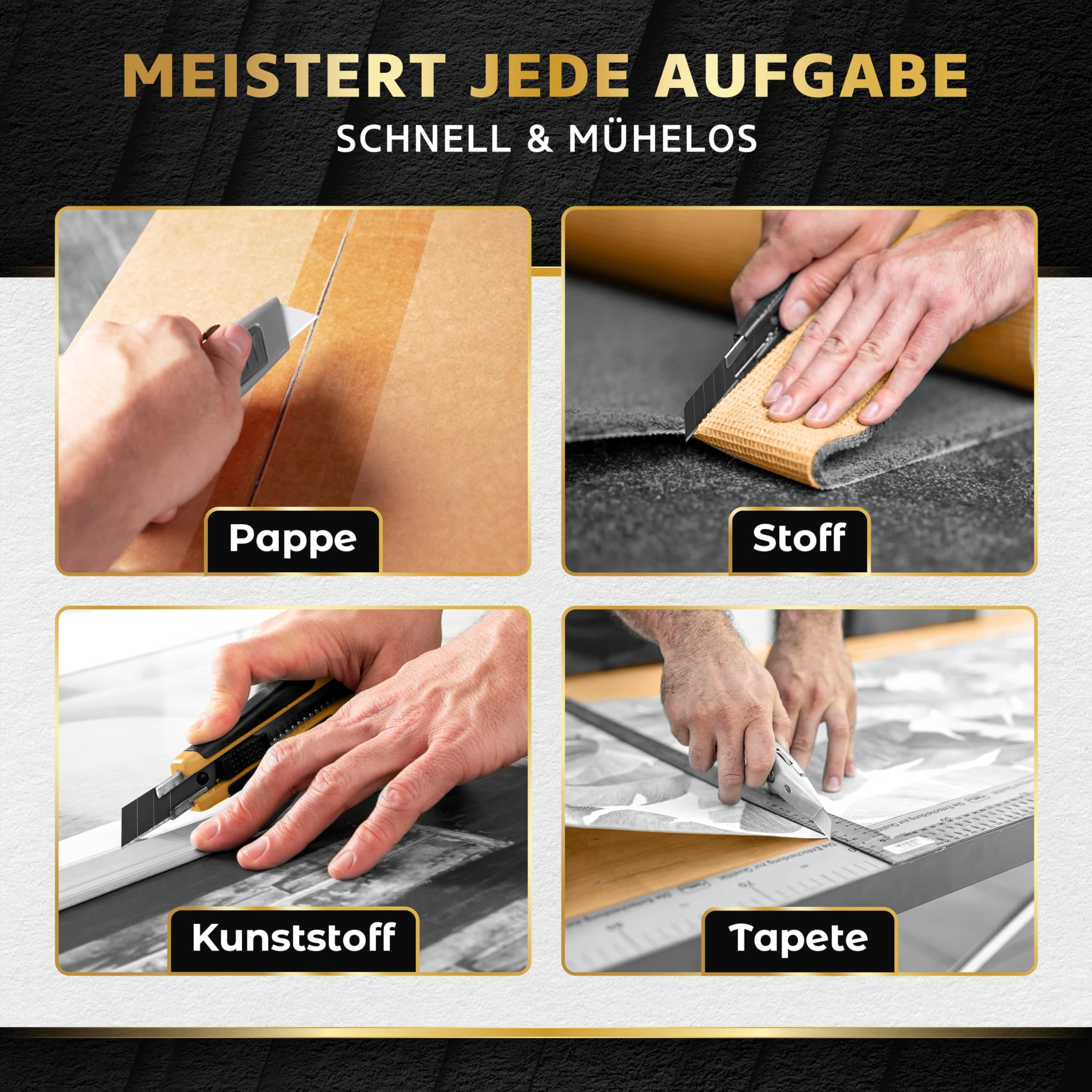 KRAFTFELS 60x Profi Cuttermesser Klingen 18mm - Ersatzklingen Cuttermesser aus hochwertigem Carbonstahl - Klingen Cutter Messer - Gehärtet & ultra scharf - Abbrechklingen für Cutter Messer Schwarz 3