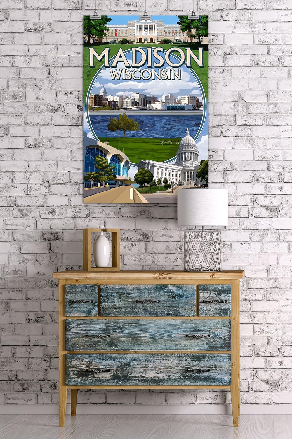 Amazon.com: Lantern Press Madi, Wisconsin - Montage Scenes (80x80 ...