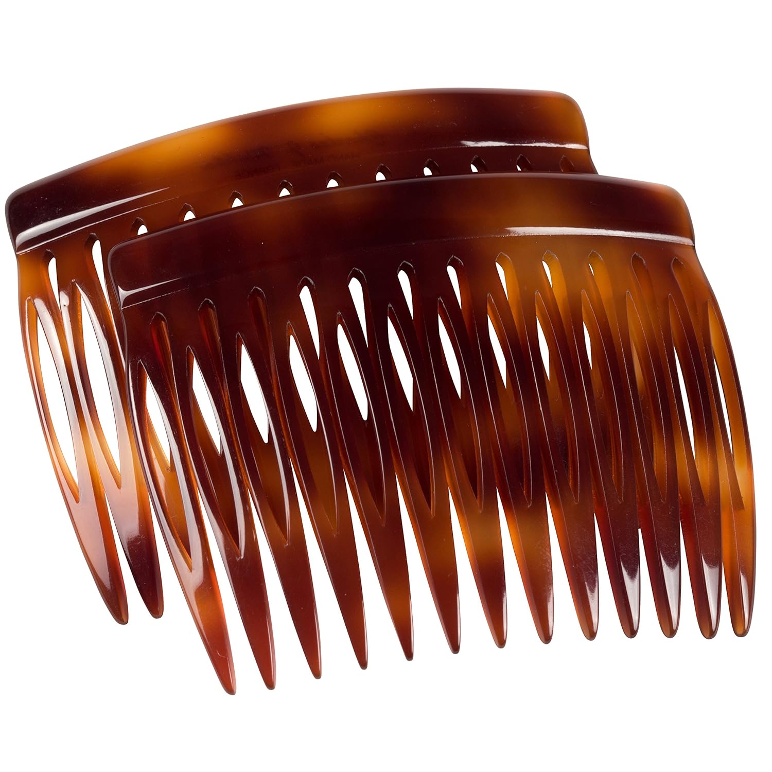 Charles J. Wahba Side Comb (Paired) - 13 Teeth (Mock Tortoise Color) Handmade in France : Decorative Hair Combs : Beauty