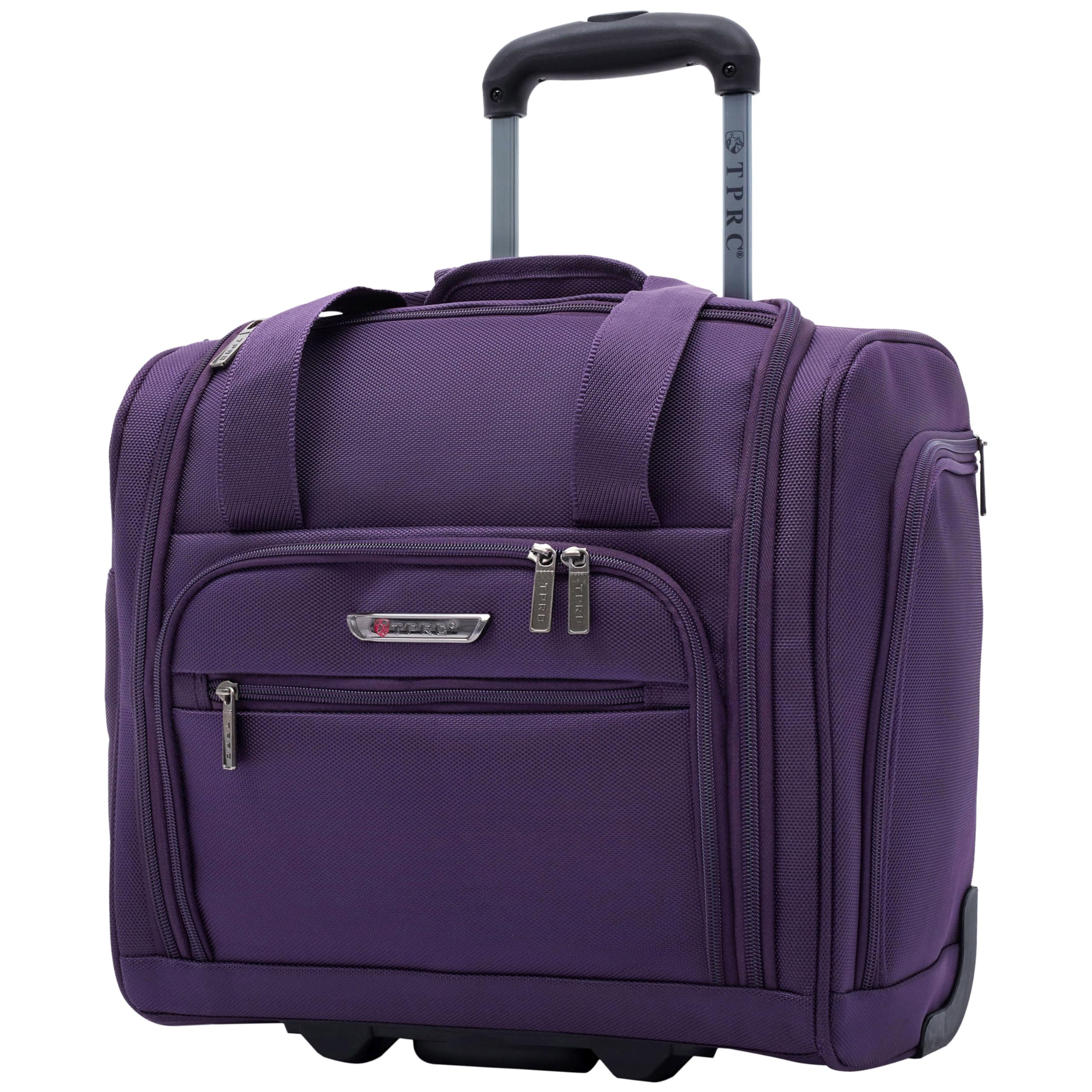 TPRC Smart Under Seat Carry-On Luggage with USB Charging Port, Purple, Underseater 15-Inch