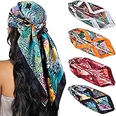 HBselect 4PCS Head Scarf for Women Valentine's Day Gifts 35” Head Scarves Silk Like Satin Neck Scarfs Square Bandana