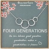 AnalysisyLove Four Generations Necklace for Great Grandma Gifts, Sterling Silver 4 Circle Infinity Necklaces for Women, Mom Gift, Mothers Day Jewelry, Grandmother Birthday Gifts from Grandchildren